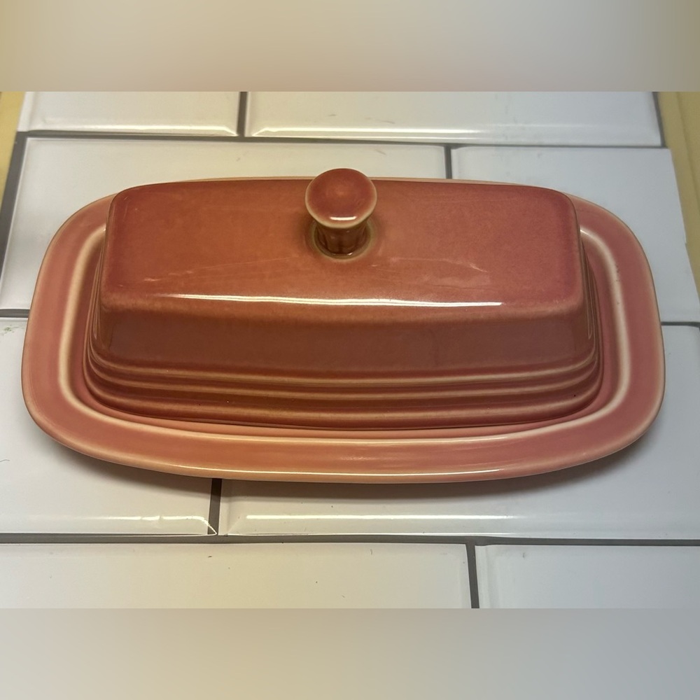 Fiesta Fiestaware Rose Pink Covered Butter Dish Retired Kitchen Pottery HLC USA